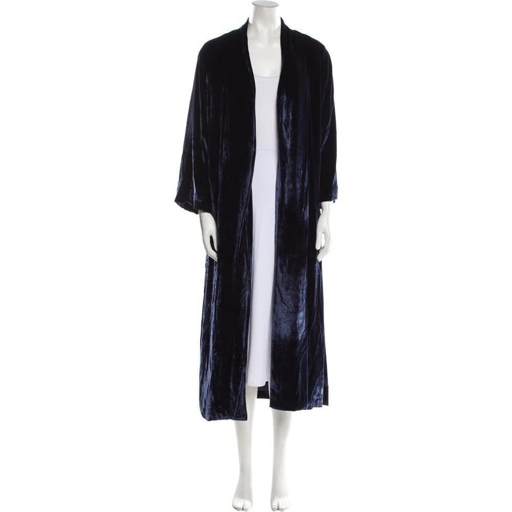 ALICE OLIVIA AO.LA JORDANNA OPEN VELVET DUSTER CARDIGAN KIMONO XS NAVY